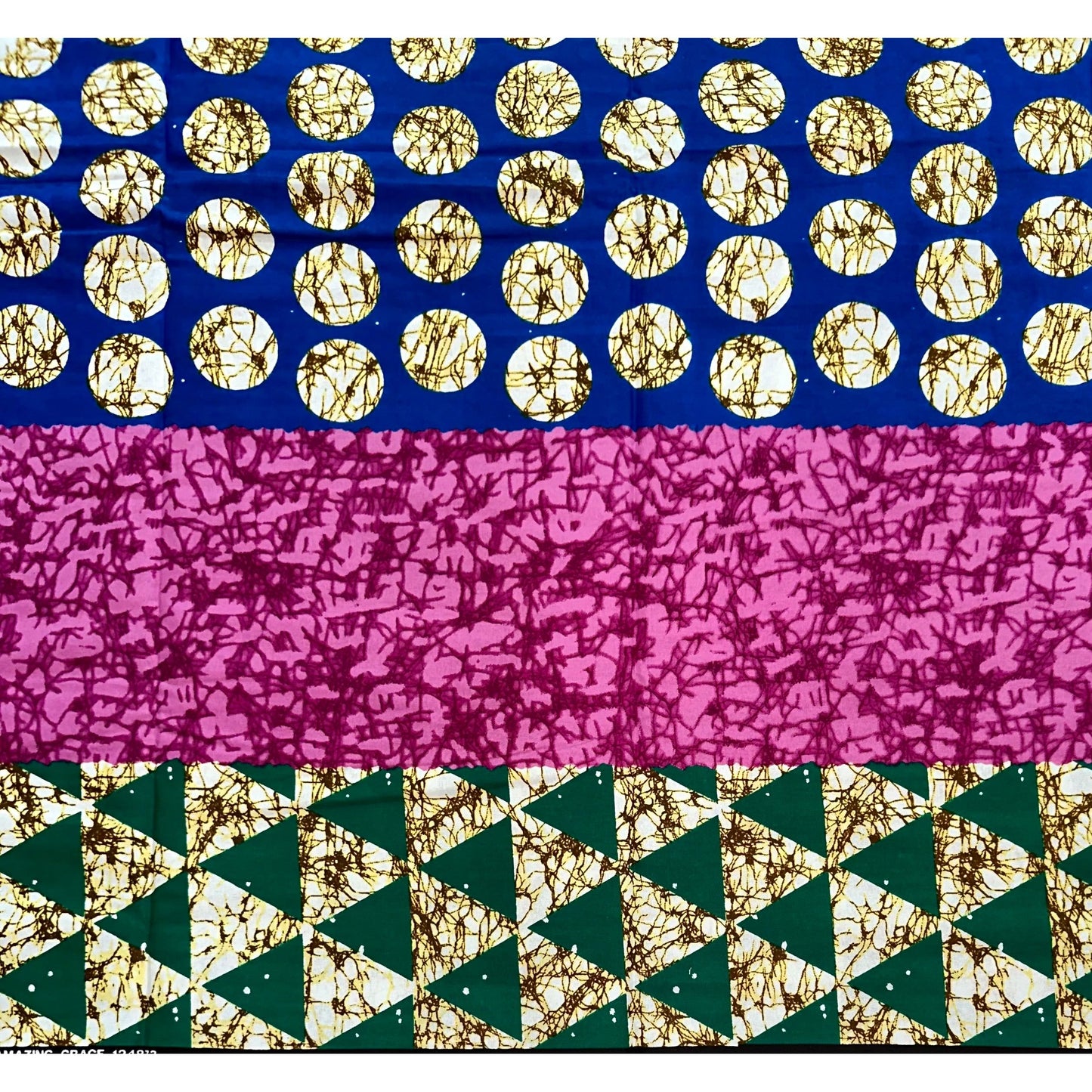 African Print Fabric/Ankara - Pink, Green, Brown, Blue ‘Buchi Bam' Design, YARD or WHOLESALE
