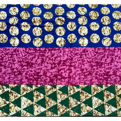 African Print Fabric/Ankara - Pink, Green, Brown, Blue ‘Buchi Bam' Design, YARD or WHOLESALE