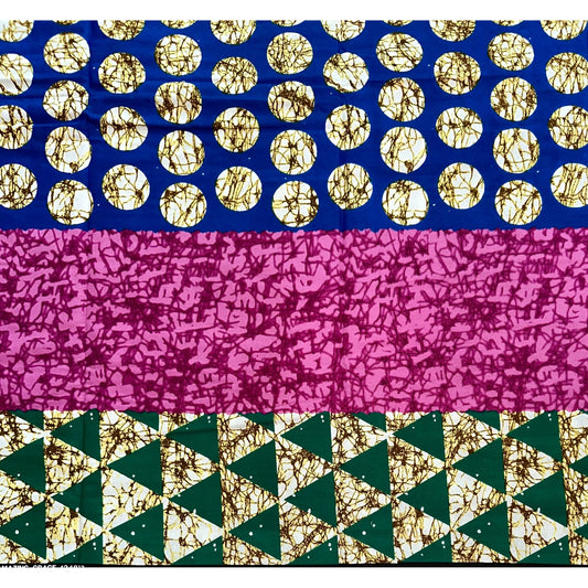 African Print Fabric/Ankara - Pink, Green, Brown, Blue ‘Buchi Bam' Design, YARD or WHOLESALE