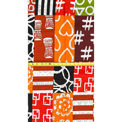 African Print Fabric/ Ankara - Shades of Brown, Green, Red, Orange, Black 'Charmed Bazaar', YARD or WHOLESALE