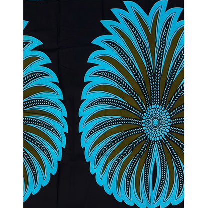African Print Fabric/ Ankara - Green, Blue, Black 'Palm Theory' YARD or WHOLESALE