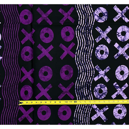 African Print Fabric/ Ankara - Shades of Purple, Black 'XOXO', Per Yard or Wholesale