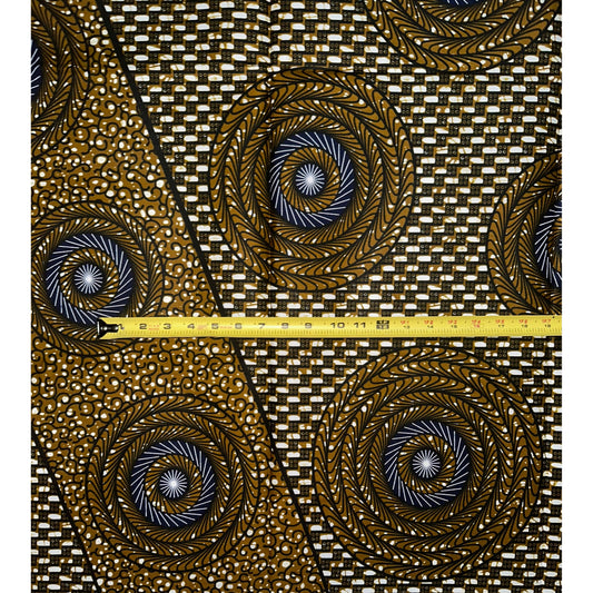 African Print Fabric/ Ankara - Brown, Navy ‘Lethabo', 1YARD