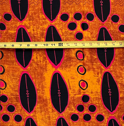 African Print Fabric/ Ankara - Brown, Black, Fuchsia 'Summer in Selma', YARD or WHOLESALE