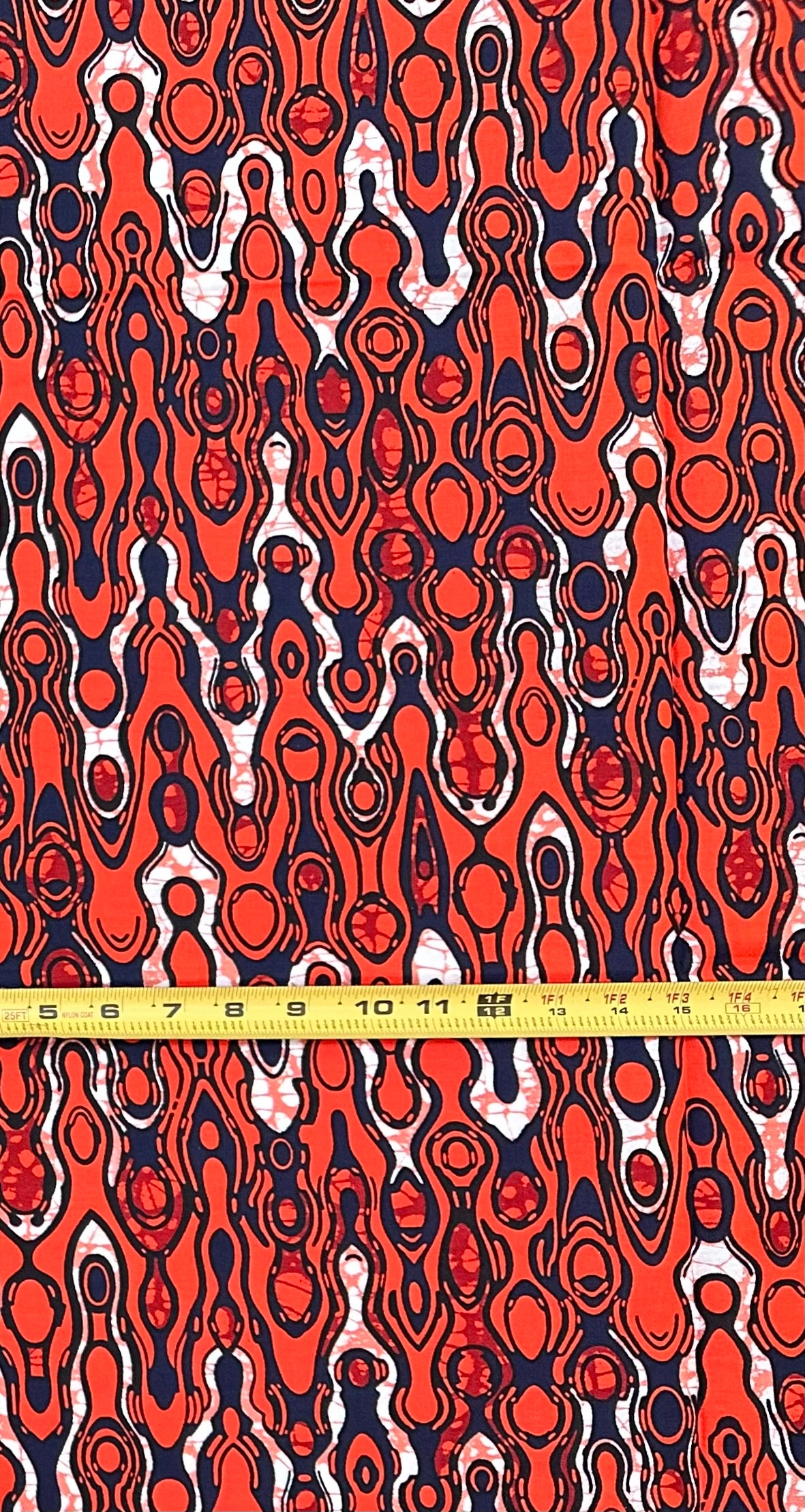 African Print Fabric/ Ankara - Orange, Apricot, Navy "The Great Migration", YARD