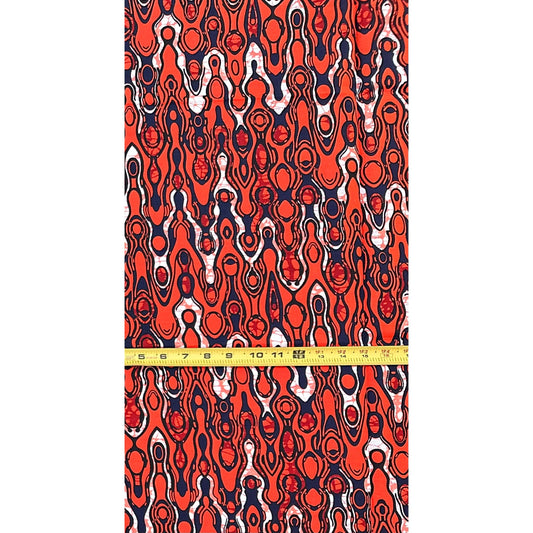 African Print Fabric/ Ankara - Orange, Apricot, Navy "The Great Migration", YARD