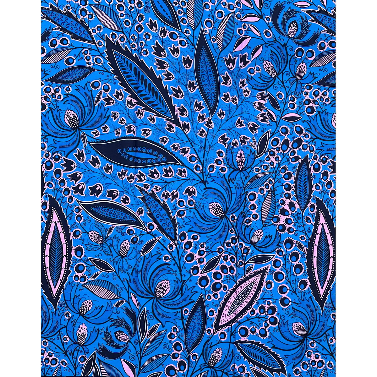 African Print Fabric/Ankara - Pink, Blue, Purple, Black 'Petal Theory', YARD or WHOLESALE