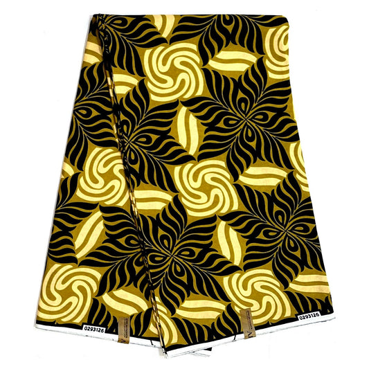African Print Fabric/ Ankara - Olive Green, Black, Beige 'Plenty Pepper' Design, YARD or WHOLESALE