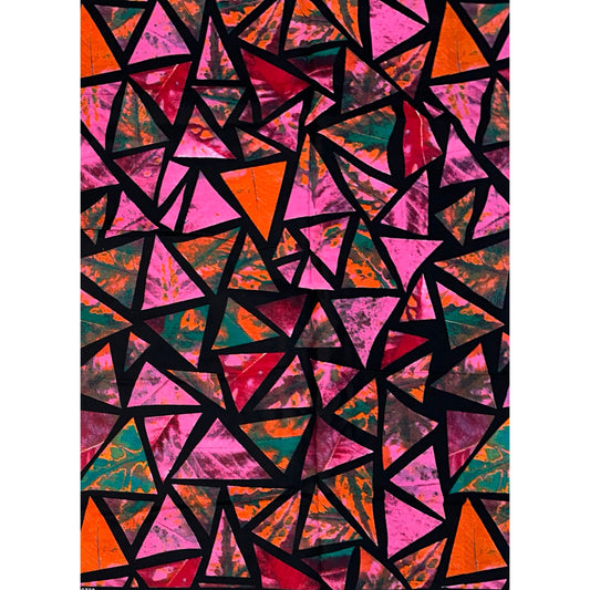 African Print Fabric/ Ankara - Pink, Green, Orange, Black 'Chimwala', YARD OR WHOLESALE