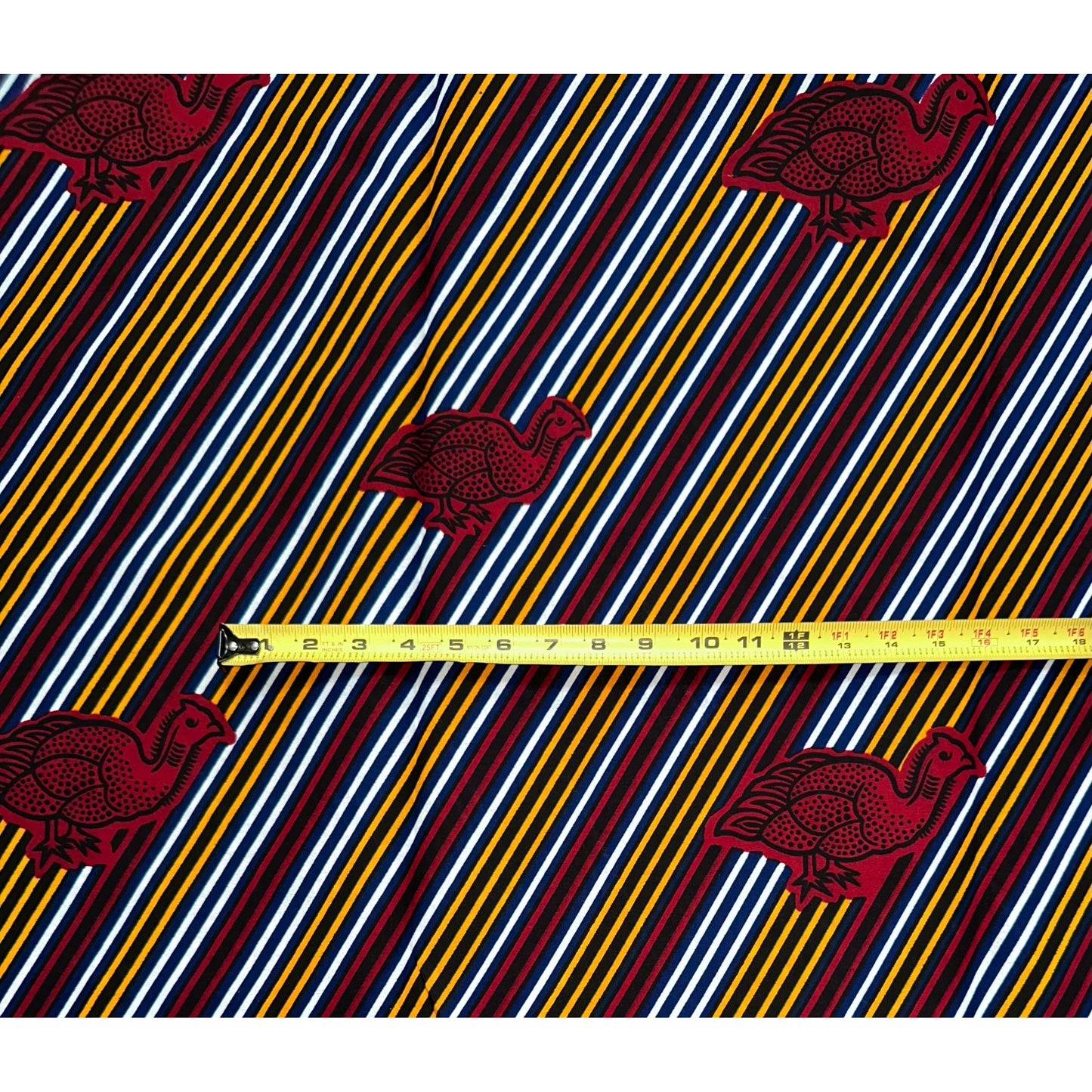 African Print Fabric/ Ankara - Red, Marigold, Blue 'Kori Bird” YARD or WHOLESALE