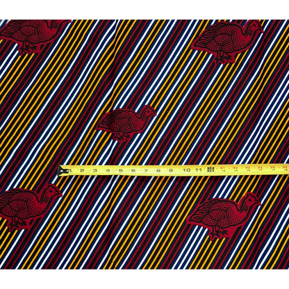 African Print Fabric/ Ankara - Red, Marigold, Blue 'Kori Bird” YARD or WHOLESALE