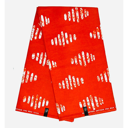 African Print Fabric/ Ankara - Red, White 'Fire Morse' Design, YARD or WHOLESALE