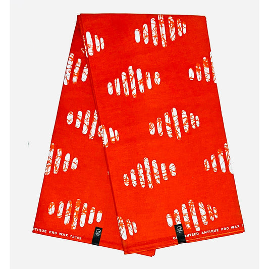 African Print Fabric/ Ankara - Red, White 'Fire Morse' Design, YARD or WHOLESALE