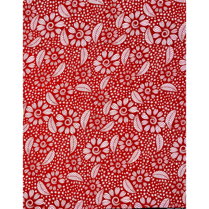 African Print Fabric/ Ankara - Red, White 'Ewa Petals' Design, YARD or WHOLESALE