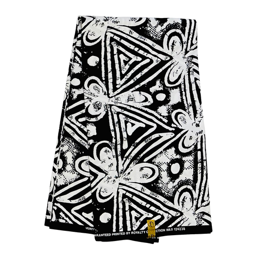 African Print Fabric/ Ankara - Black, White 'Street Sketch' Design, YARD or WHOLESALE