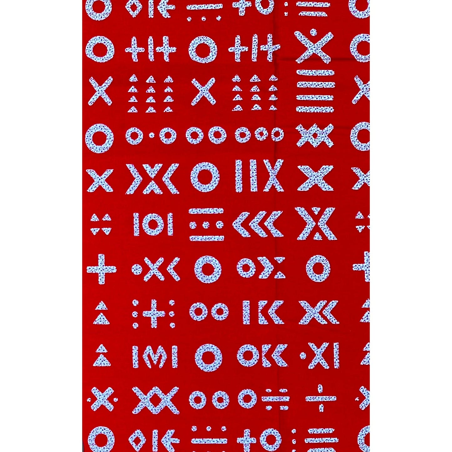 African Print Fabric/ Ankara - Red, White 'Talking Mark', Per Yard or Wholesale