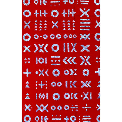 African Print Fabric/ Ankara - Red, White 'Talking Mark', Per Yard or Wholesale