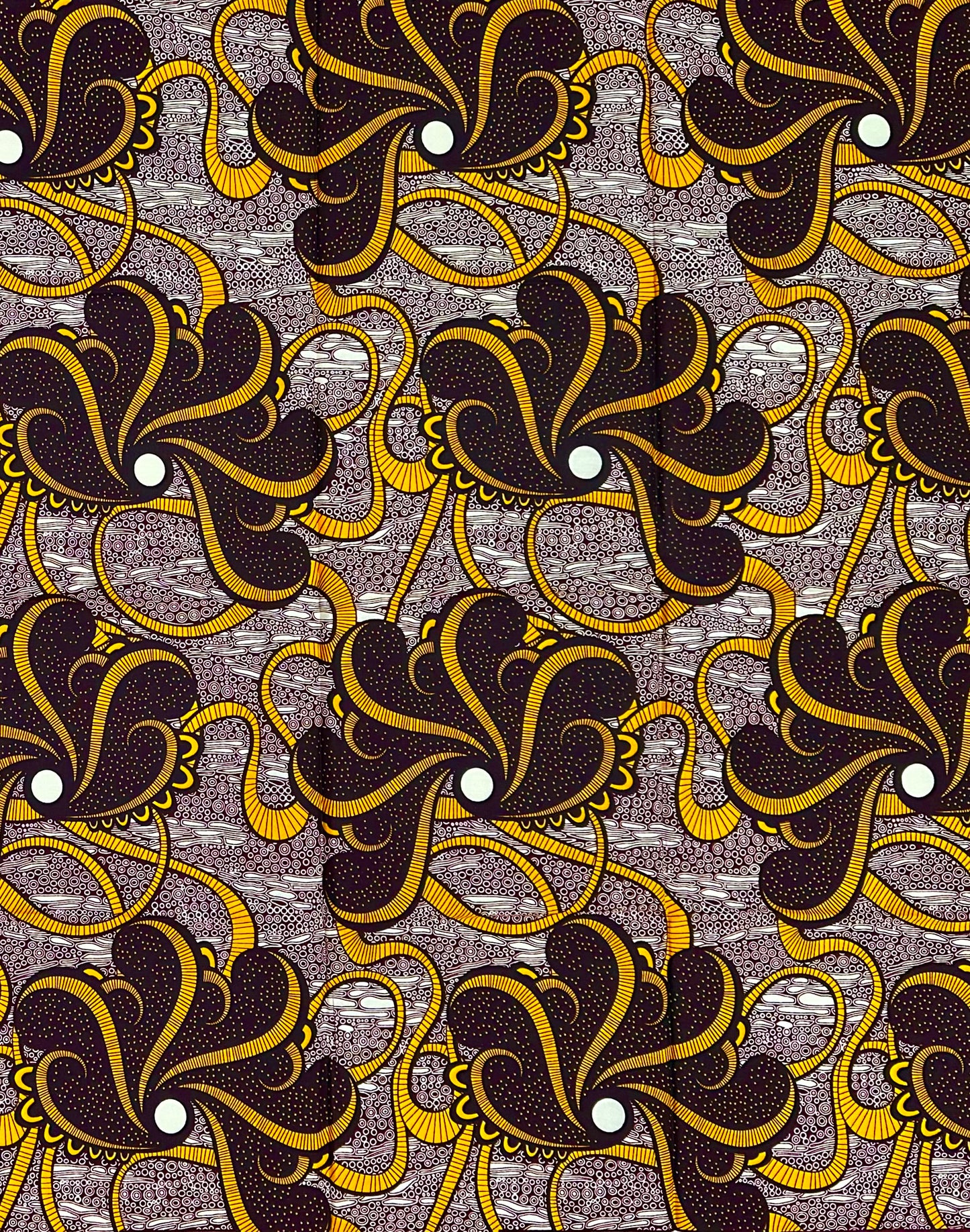 African Print Fabric/ Ankara - Brown, Marigold ‘Kairo Flow' Design, 1 YARD