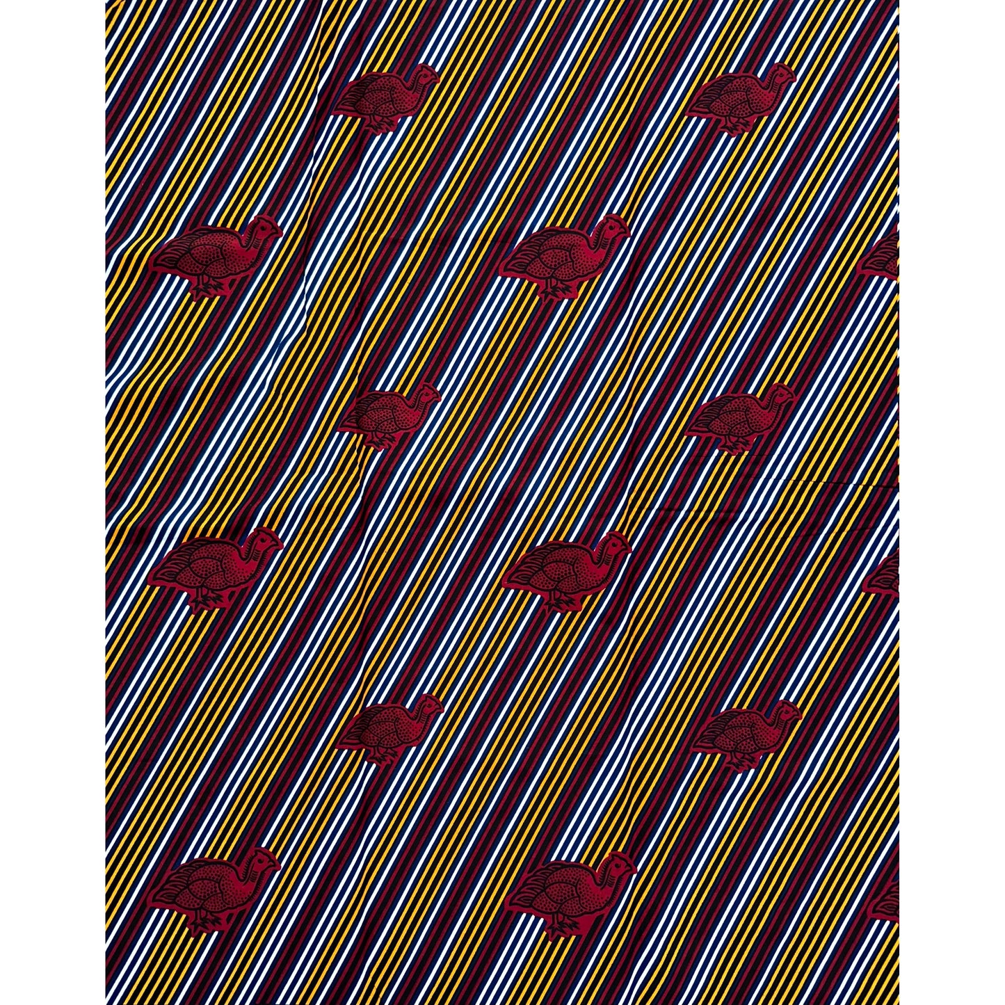 African Print Fabric/ Ankara - Red, Marigold, Blue 'Kori Bird” YARD or WHOLESALE