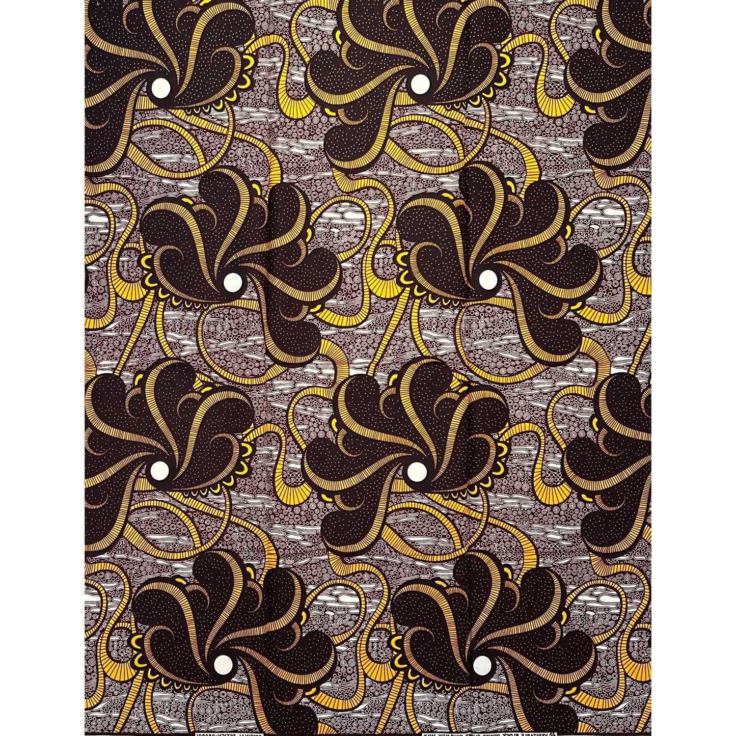 African Print Fabric/ Ankara - Brown, Yellow 'Sannu a Hankali' Design