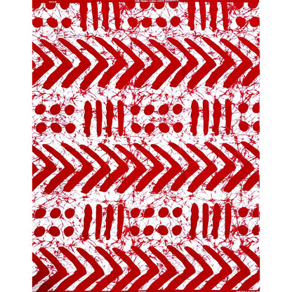 African Print Fabric/ Ankara - White, Red 'Zulu Mark', YARD or WHOLESALE