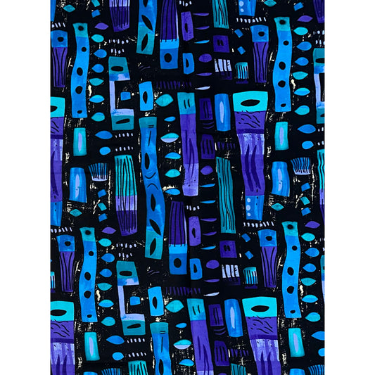 African Print Fabric/ Ankara - Blue, Black, Purple 'Ebube Flow’, YARD or WHOLESALE