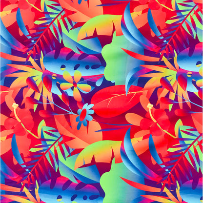 African Print, Stretch Cotton Satin Fabric- Red, Orange, Blue, Purple, Green "Moroccan Dawn" Per Yard