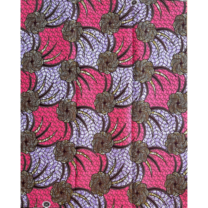 African Print Fabric/Ankara - Purple, Pink, Brown “Zawadi" Design, 1 Yard