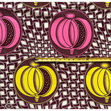 African Print Fabric/Ankara - Pink, Brown, Yellow "Charmaine" Design