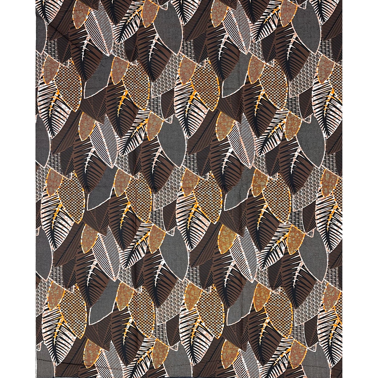 African Print Fabric/ Ankara - Brown, Orange "Simisola Canopy" Design, Yard
