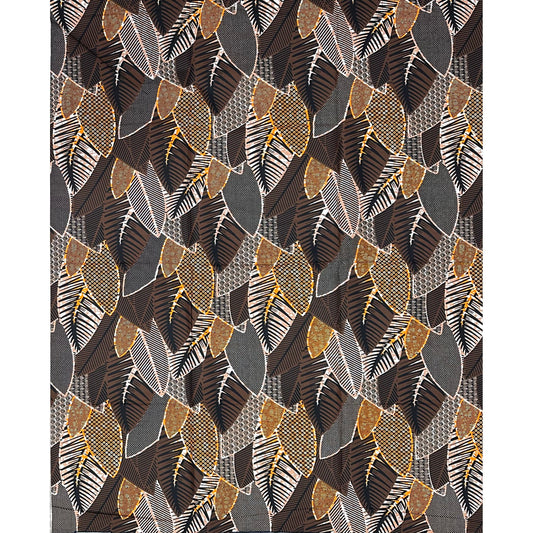 African Print Fabric/ Ankara - Brown, Orange "Simisola Canopy" Design, Yard