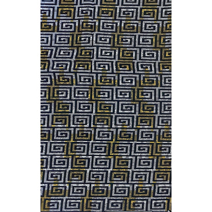 African Print Fabric/ Ankara - Black, White, Yellow 'Corners of Kabala' Design, YARD or WHOLESALE
