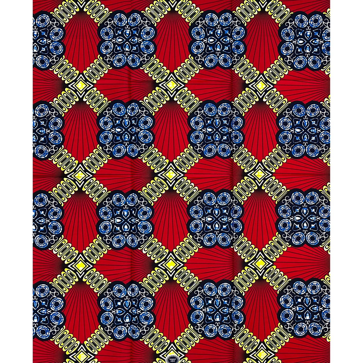 African Print Fabric/ Ankara - Red, Yellow, Blue ‘Royal Bloodline,’ 1 YARD