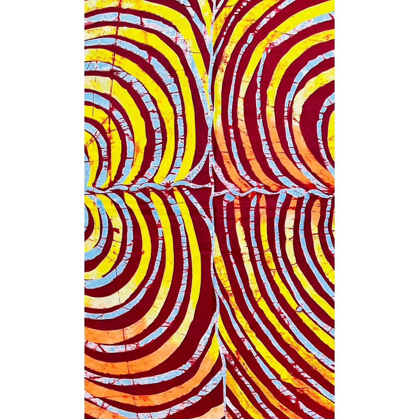 African Print Fabric/ Ankara - Orange, Yellow, Blue, Brown 'Shoki Spin' Design, YARD or WHOLESALE
