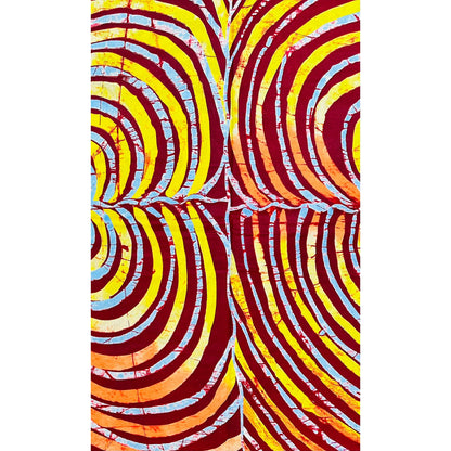 African Print Fabric/ Ankara - Orange, Yellow, Blue, Brown 'Shoki Spin' Design, YARD or WHOLESALE
