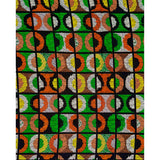 African Print Fabric/ Ankara - Green, Yellow, Orange ‘Kisiwa Echo', YARD or WHOLESALE