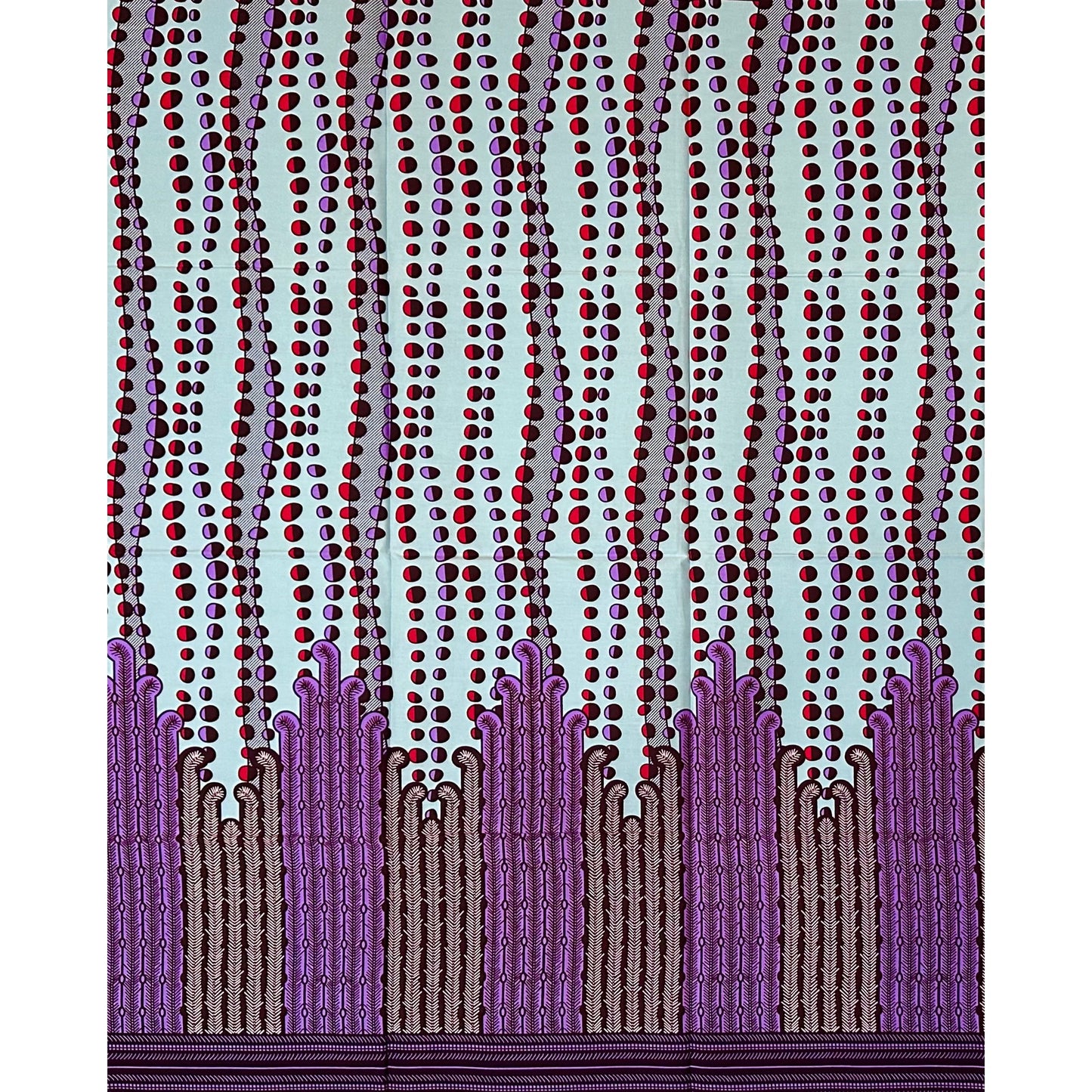 African Print Fabric/ Ankara - Gray, Red, Purple, Brown 'Rain of Elegba,’ 1 YARD