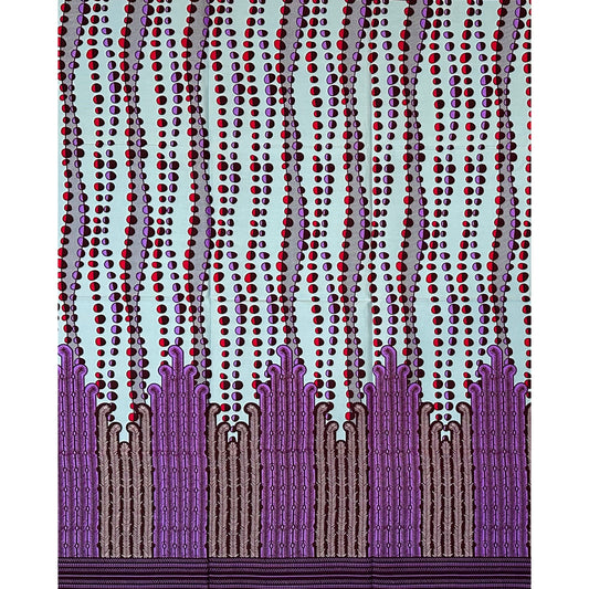 African Print Fabric/ Ankara - Gray, Red, Purple, Brown 'Rain of Elegba,’ 1 YARD