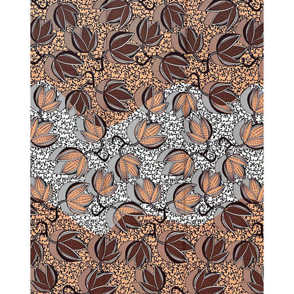 African Print Fabric/ Ankara - Brown, Off-White "The Talking Trees", 1 Yard