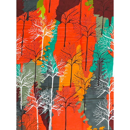 African Print Fabric/ Ankara - Orange, Shades Green, Brown 'Isime Tropic', Yard or Wholesale