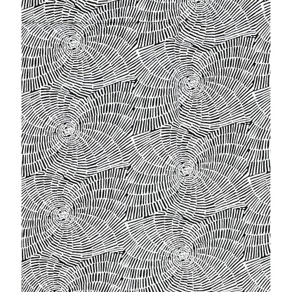 African Print Fabric/ Ankara - Black, White 'Circle of Kin', Per Yard or Wholesale