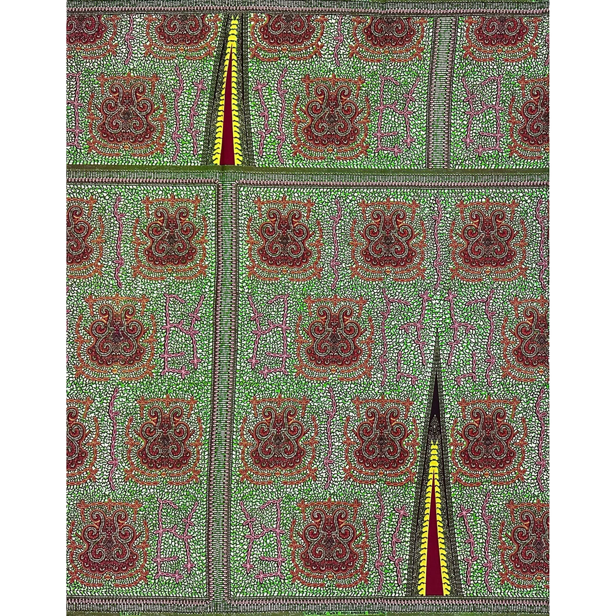 African Print Fabric/ Ankara - Green, Brown 'Afia Umari,' YARD or WHOLESALE