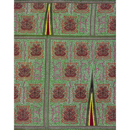 African Print Fabric/ Ankara - Green, Brown 'Afia Umari,' YARD or WHOLESALE