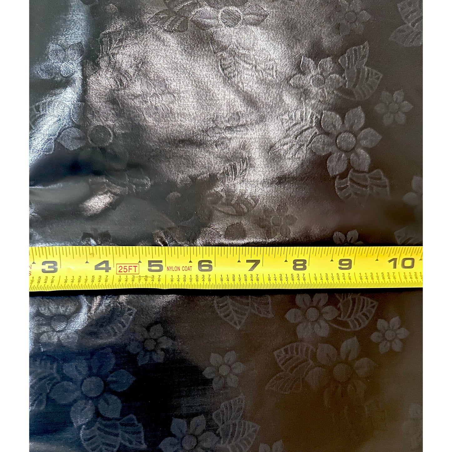 African Bazin (Brocade) Fabric - Black, "Petit Floret" Per Yard