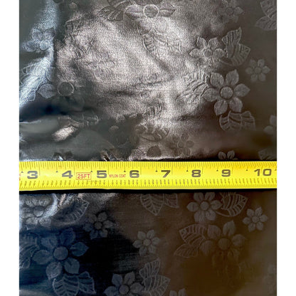 African Bazin (Brocade) Fabric - Black, "Petit Floret" Per Yard