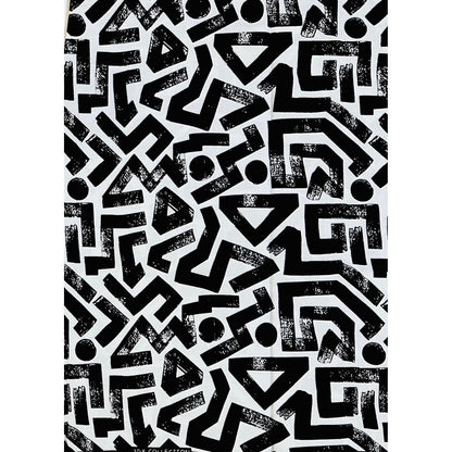 African Print Fabric/ Ankara - White, Black 'Ase Lines’, YARD or WHOLESALE