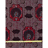 African Print Fabric/ Ankara - Dark Red, Blue 'Afia Mmiensa,' YARD