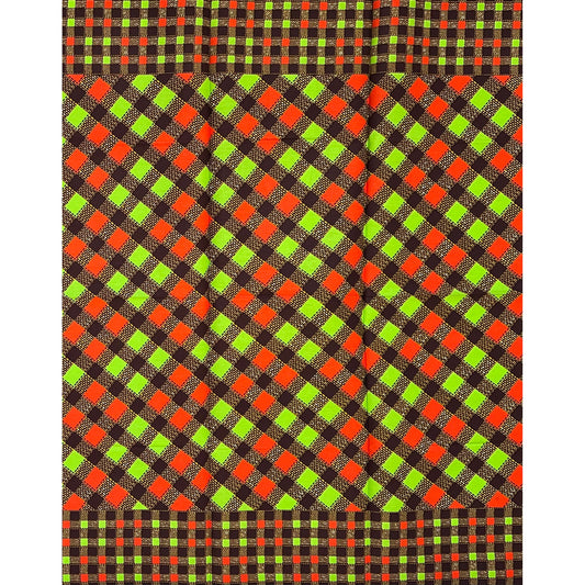 African Print Fabric/ Ankara - Green, Orange, Brown ‘Market After Five' Design, 1 YARD