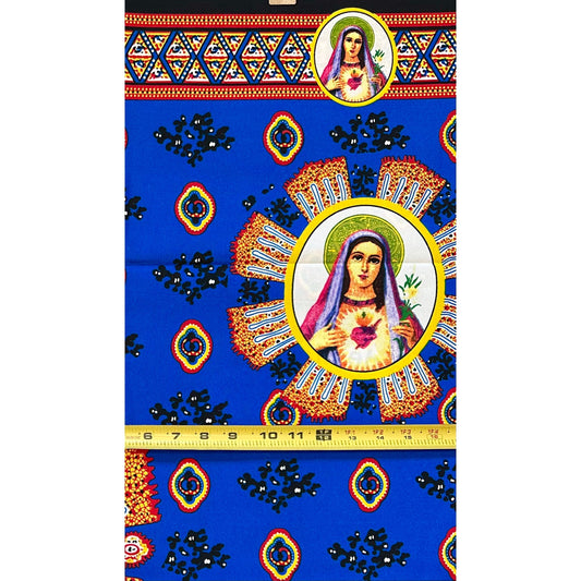 African Print Fabric/ Ankara - Blue, Red, Yellow 'Grace Watches Over Me,’ 1 YARD