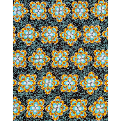 African Print Fabric/ Ankara - Blue, Brown, Beige "Moctar" Design, Yard